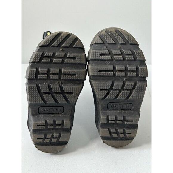 Sorel Flurry Snow Boots Mid Calf Waterproof Faux Leather Black Blue Size 10 - Picture 13 of 13